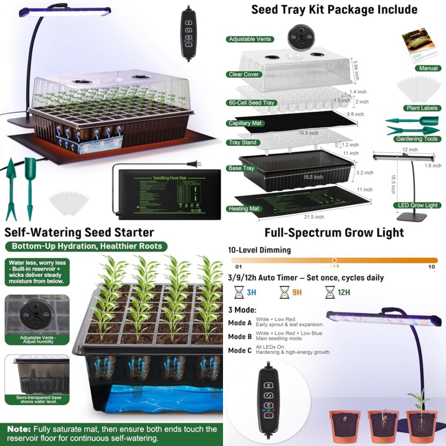 Heat Mat Seedling - طقم بدء زراعة البذور ذاتي الري