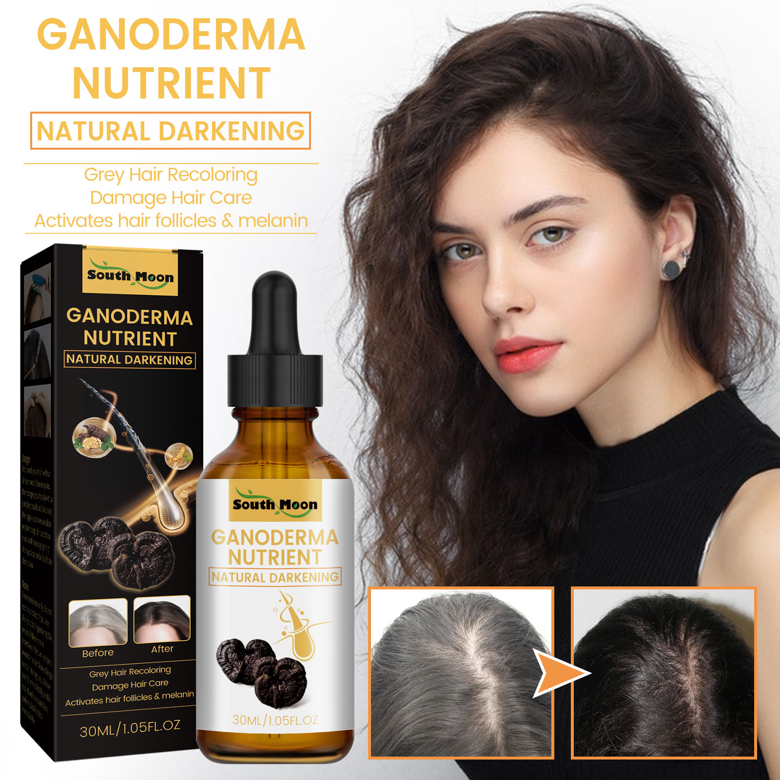 Root Stimulator Liquid - سائل الشعر الأسود غانوديرما لوسيدوم، تنظيف