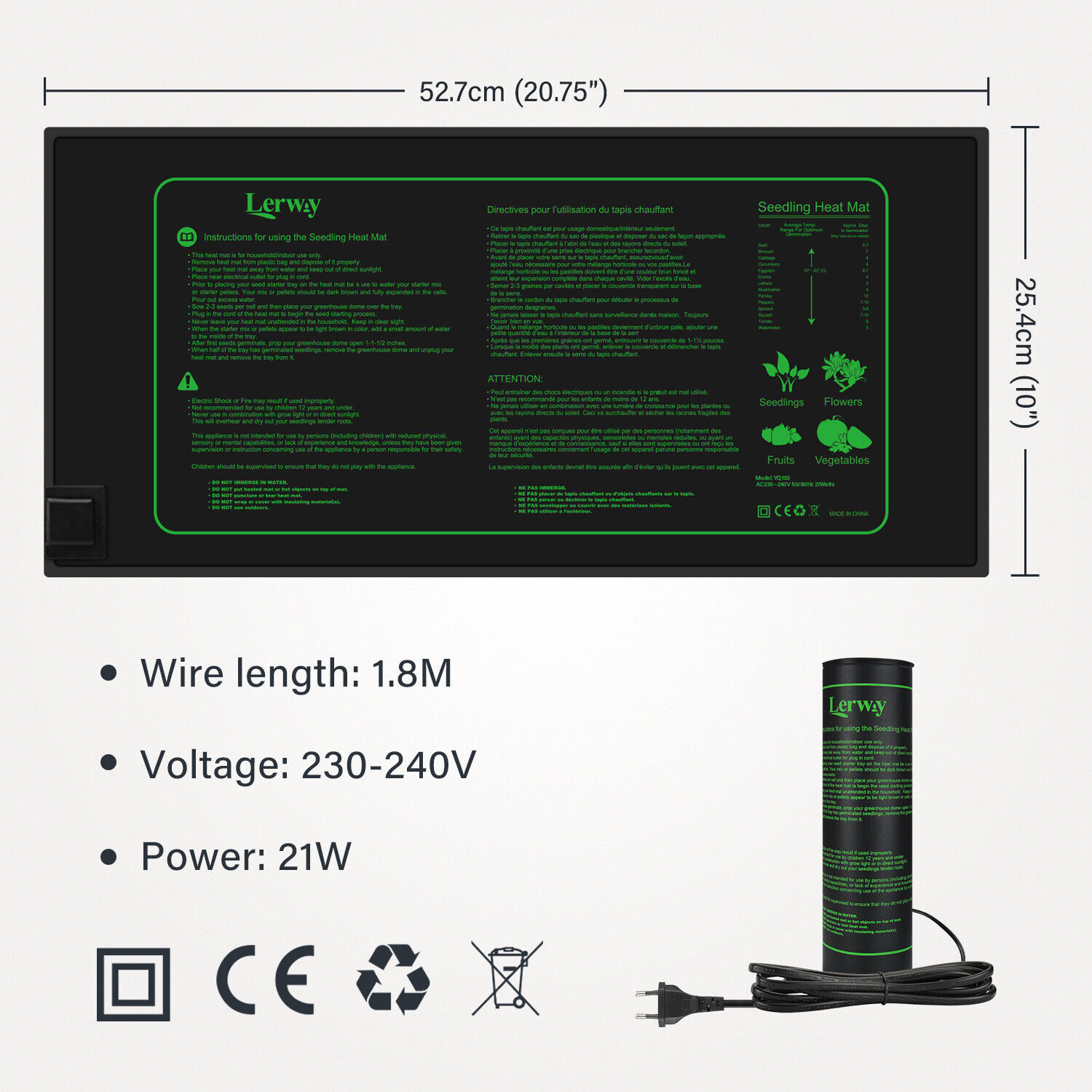 LERWAY 21W حصيرة تسخين الشتلات - مراجعة Heat Mat Seedling وسعره