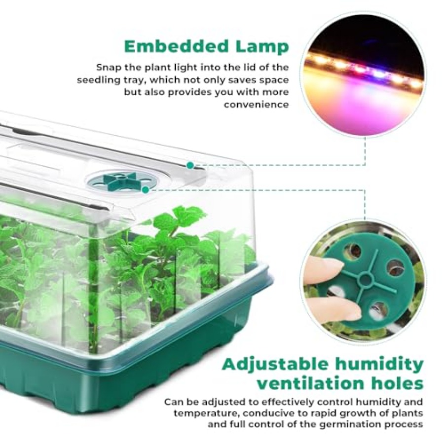 صينية بذور مع إضاءة للنمو، طقم - مراجعة Humidity Dome Kit وسعره