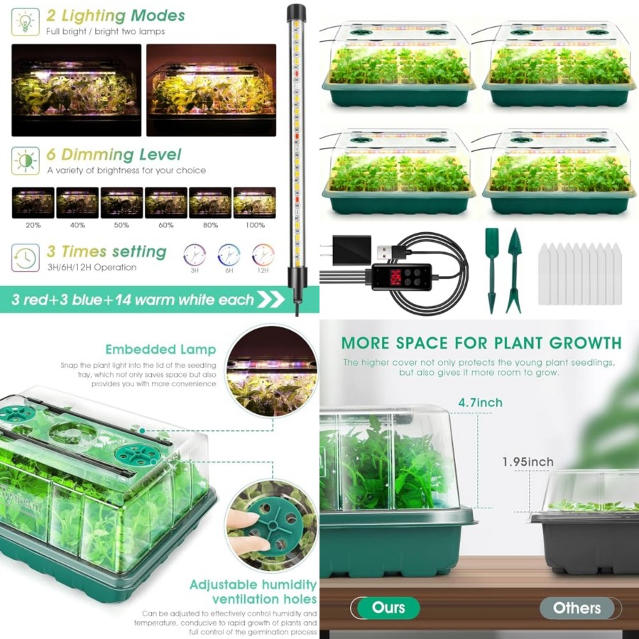 صينية بذور مع إضاءة نمو، طقم ب - مراجعة Humidity Dome Kit وسعره